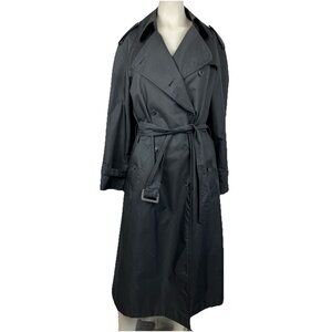 ML vintage 80S Rubber Backed Self Striped Trenchcoat Women’s Black Waterproofing